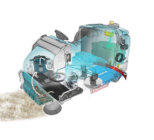 M17 Varredora-lavadora de condutor sentado a bateria alt 7